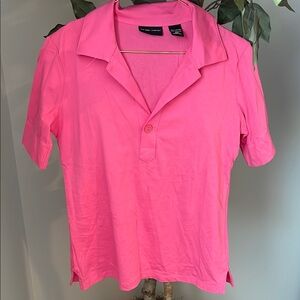 New York & Company Bright Pink Polo Shirt